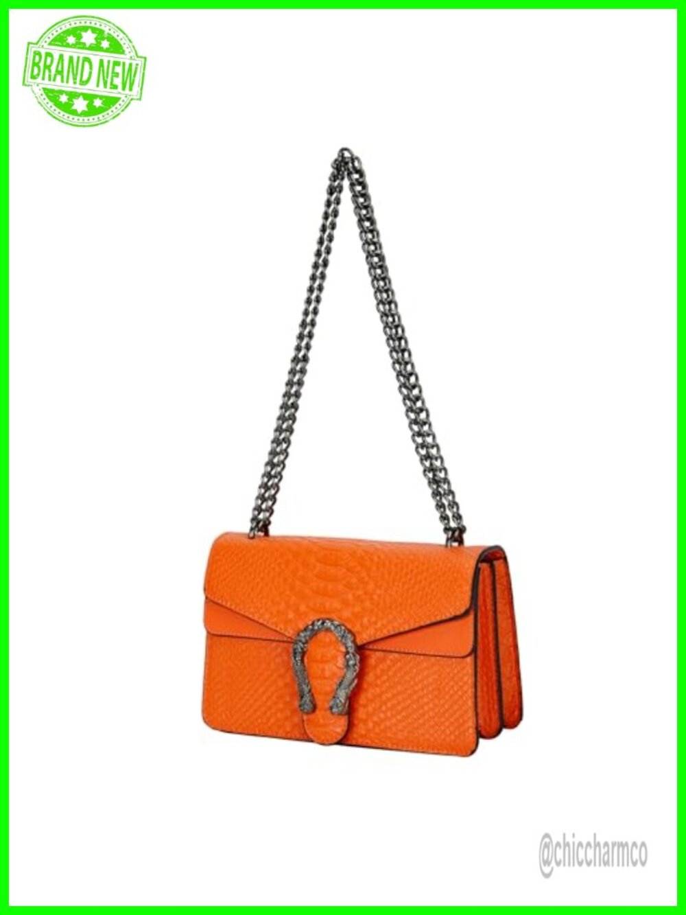 Faux Leather Crossbody Bag Chain Shoulder Purse Satchel Handbag for Women